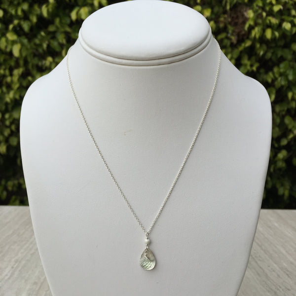 Green Amethyst With Silver Saucer Necklace N-12