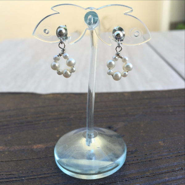 White Pearl Ohana Earrings E-2
