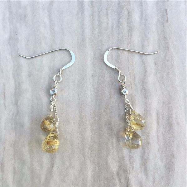 Golden Rutilated Quartz Earrings E-3