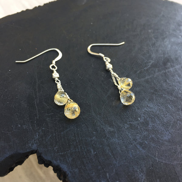 Golden Rutilated Quartz Earrings E-3