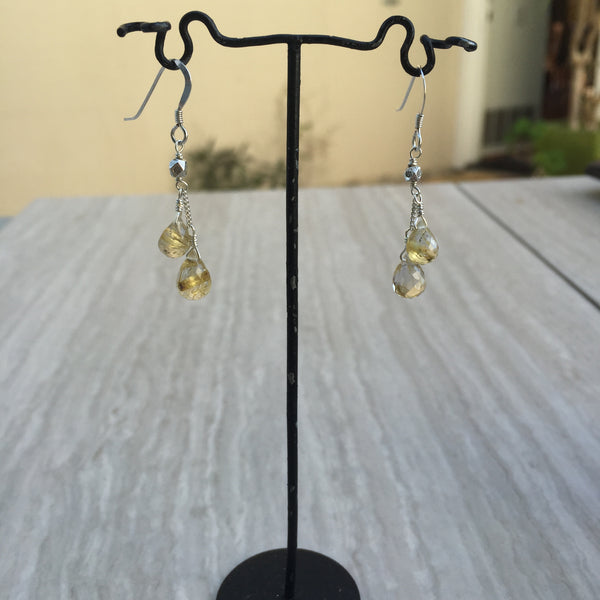 Golden Rutilated Quartz Earrings E-3