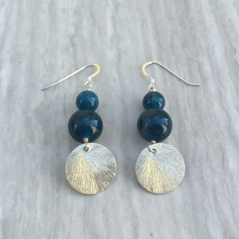 Apatite Earrings With Round Silver E-4