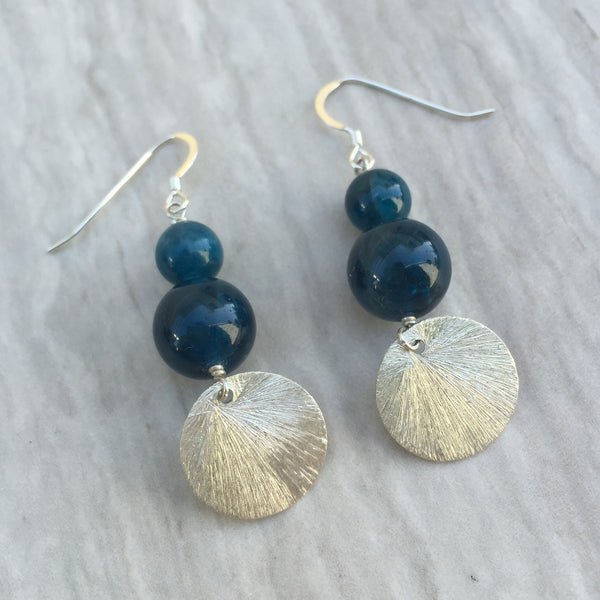 Apatite Earrings With Round Silver E-4