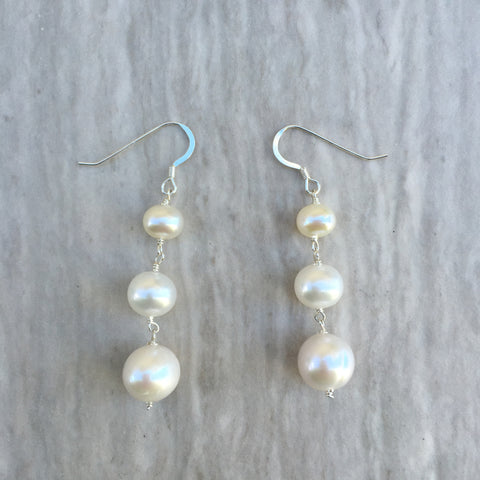 White Pearl Earrings E-9