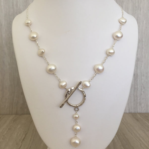 White Pearl With Toggle Necklace N-20