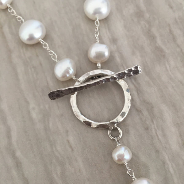 White Pearl With Toggle Necklace N-20