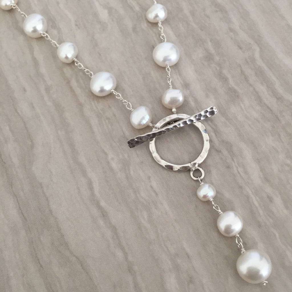White Pearl With Toggle Necklace N-20