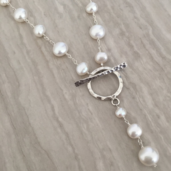 White Pearl With Toggle Necklace N-20