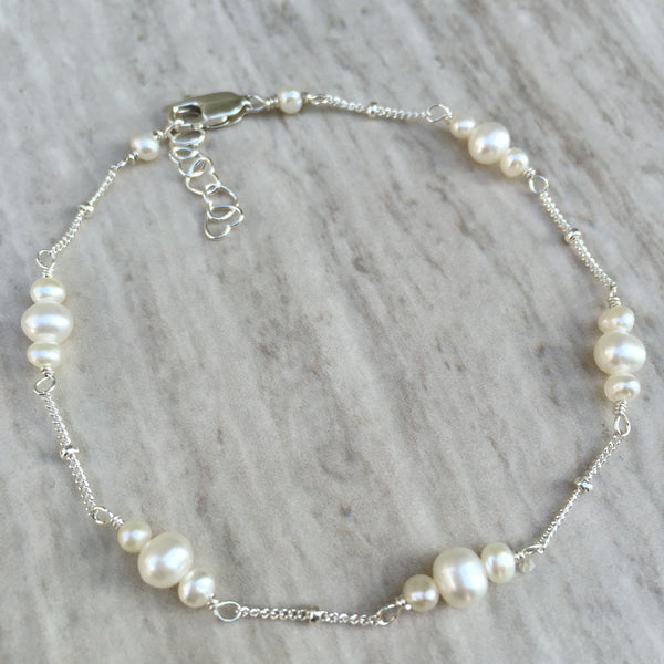 White Pearl Bracelet B-3