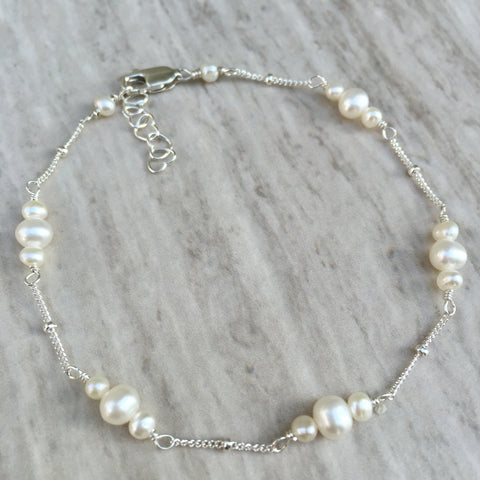 White Pearl Bracelet B-3