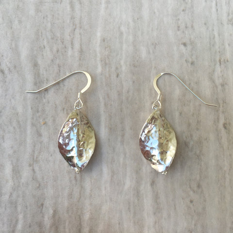 Silver Hammered Leaf Earrings E-22