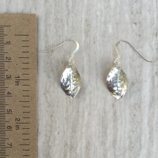 Silver Hammered Leaf Earrings E-22