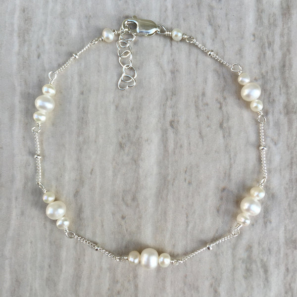 White Pearl Bracelet B-3